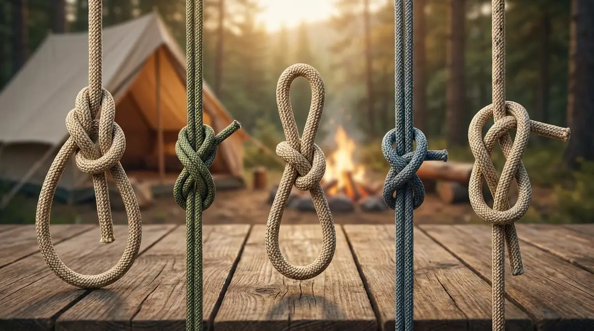 【早見表】テントロープの結び方5種｜用途・難易度・特徴を比較