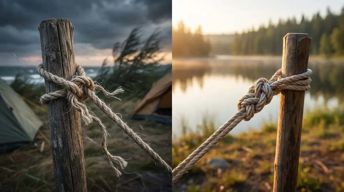 テントロープの結び方がほどける原因と失敗しない3つのコツ