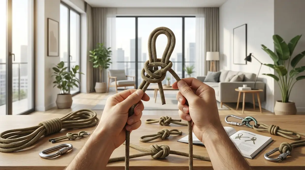 自宅でできるテントロープの結び方練習法