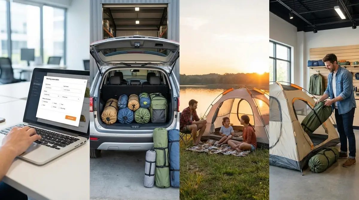 テントレンタルの流れ｜予約から返却まで4ステップ